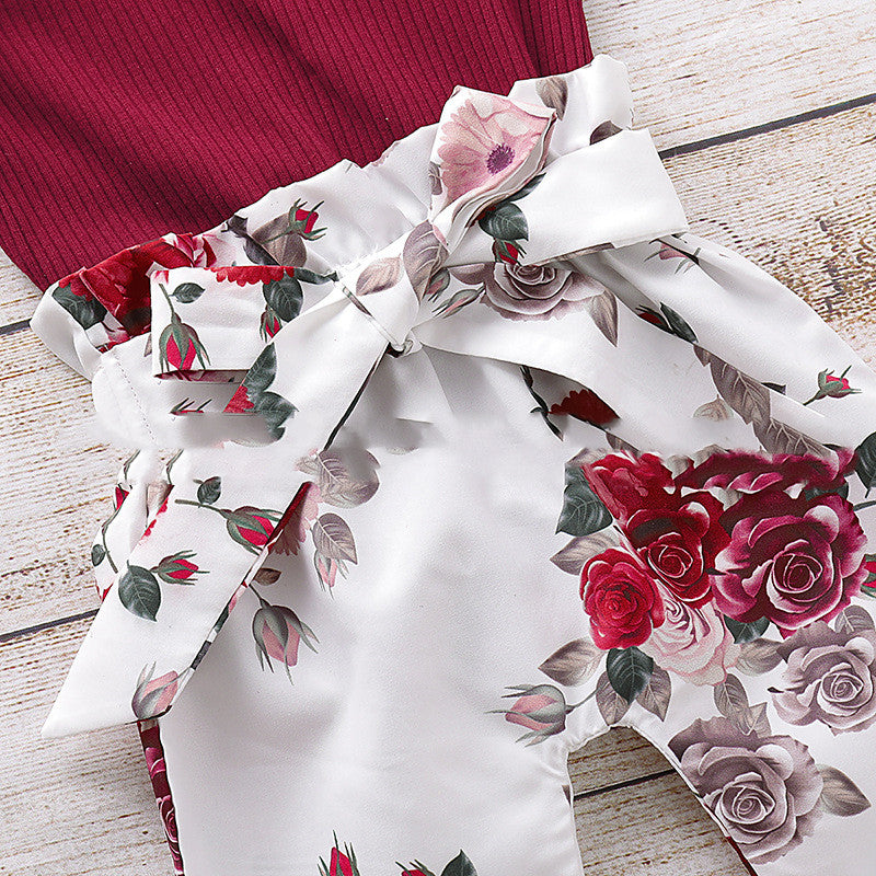 Baby Girl Cotton Long Sleeve Romper And Trousers Set: The Perfect Outfit for Your Little One